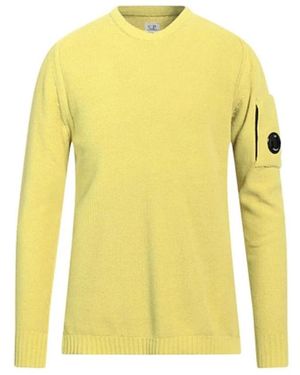 C.P. Company Schwarzer Baumwoll-Crew-Neck-Pullover Mit Seitlicher Reißverschlusstasche - Gelb