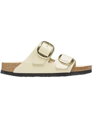 Birkenstock Sandali classici in pelle con fibbia grande - Bianco