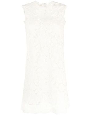 Dolce & Gabbana Weiße Spitzenärmelloses Shift-Minikleid