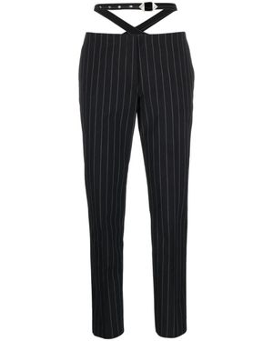 The Attico Blauwe Slim Pinstripe Broek - Zwart