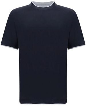 Brunello Cucinelli Luxuriöses Seiden T-Shirt Für Männer - Blau