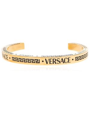 Versace Accessoires ,Geel ,Armband Met Gegraveerd Logo - Metallic