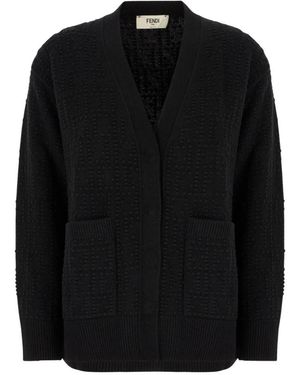 Fendi Truien & Vesten ,Zwart ,Wol Cardigan Met Zakken