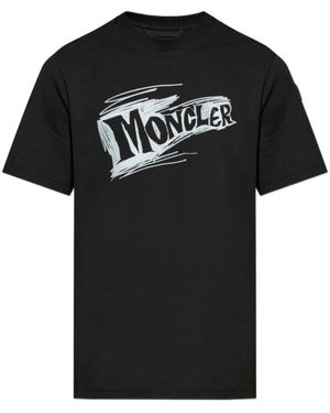 Moncler Tops ,Zwart ,Katoen Logo Katoenen Jersey T-Shirt