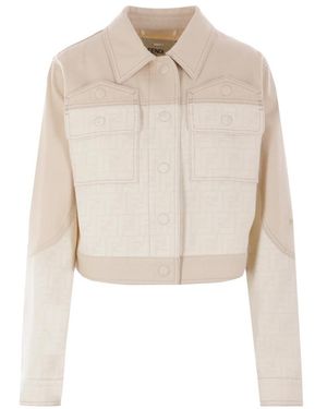 Fendi Chaqueta De Algodón Con Bordado Y Bolsillos, Mujer, Talla - Blanco