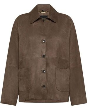 Seventy Wildlederjacke Kurz Modern Chic - Braun