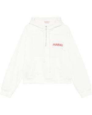 Marni Witte Hoodie Met Geborduurd Logo
