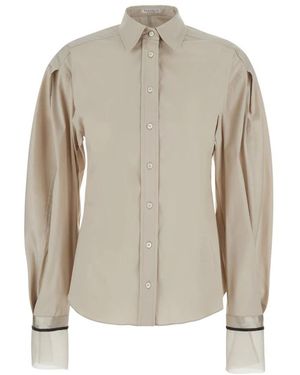 Brunello Cucinelli Overhemden ,Katoen Monili Poplin Shirt - Naturel