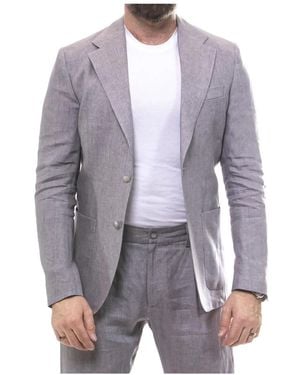 Fay Leinen Canvas Jacke Und Jogger Hose - Grau