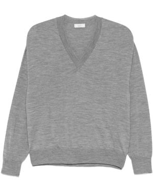 Peserico V-Hals Top Met Lange Mouwen - Grijs