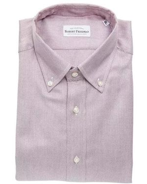 Robert Friedman Overhemden ,Rood ,Katoen Button-Down Overhemd - Paars