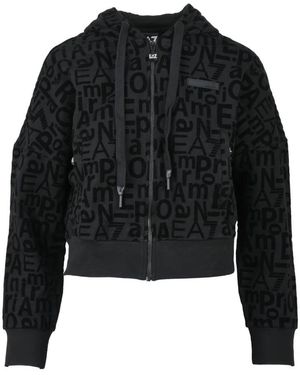 EA7 Hoodies & Sweatvesten ,Zwart ,Katoen Felpa Con Logo