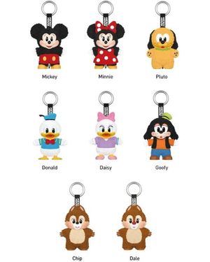 LABUBU Mickey Family Together Serie Plüsch Schlüsselanhänger Versiegelte Box - Mettallic