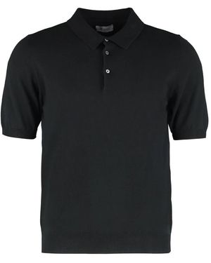 THE (Alphabet) Kurzarm Baumwoll-Poloshirt - Schwarz