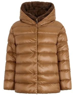 Herno Gesteppte Jacke Mit Kapuze - Braun