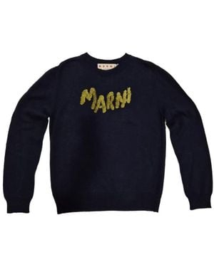 Marni Hoodies & Sweatvesten ,Blauw ,Katoen Blauw Katoen Logo T-Shirt