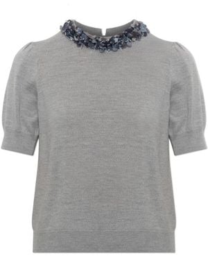 Ulla Johnson Jude Verzierter Wollpullover - Grau
