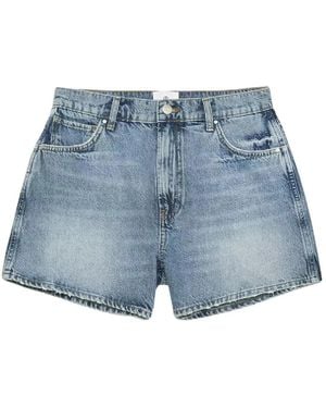 Anine Bing High-Waisted Denim Shorts - Blauw