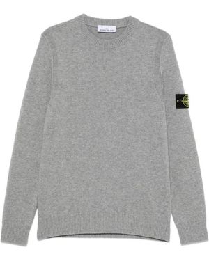 Stone Island Maglione Girocollo Con Dettagli A Punto Rovescio - Grau