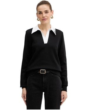 KARL LAGERFELD Hoodies & Sweatvesten ,Zwart ,Katoen V-Hals Gebreid