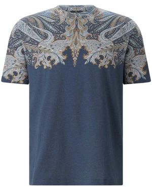 Etro Tops ,Blauw ,Katoen Paisley T-Shirt
