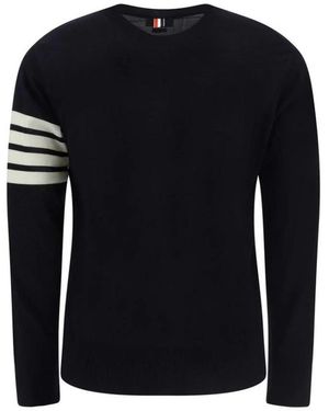 Thom Browne Four Bar Long Sleeve Crewneck Sweater - Zwart