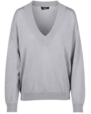 Alpha Studio V-Neck Knitwear - Gray