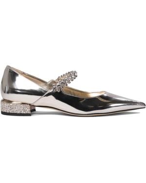 Jimmy Choo Goldene Ballerinas Elegante Lederschuhe - Grau