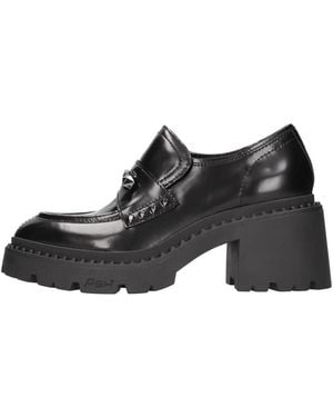 Ash Leather Moccasin Loafers - Black