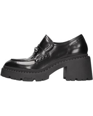 Ash Leather Moccasin Loafers - Black