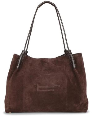 Etro Weiche Wildleder Geflochtene Tasche - Braun