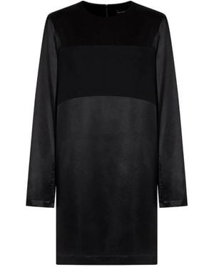 Emporio Armani Schwarzes Satin-Kleid Mit Langen Ärmeln