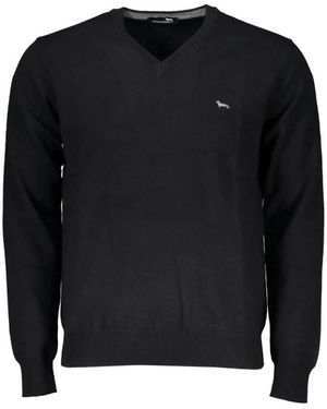 Harmont & Blaine Eleganter V-Ausschnitt Bestickter Schwarzer Pullover