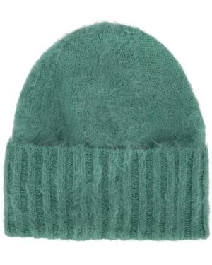 AURALEE Accessoires ,Groen ,Wol Geborstelde Super Kid Mohair Knit Mut