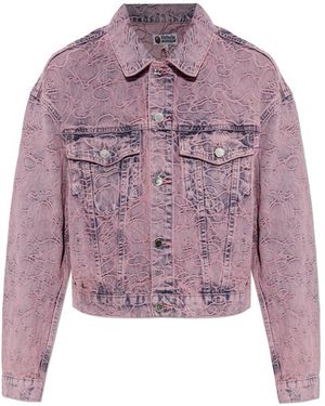 A Bathing Ape Jassen ,Roze ,Denim Overdye Cropped Denim Jacket - Paars