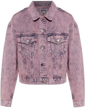 A Bathing Ape Jassen ,Roze ,Denim Overdye Cropped Denim Jacket - Paars