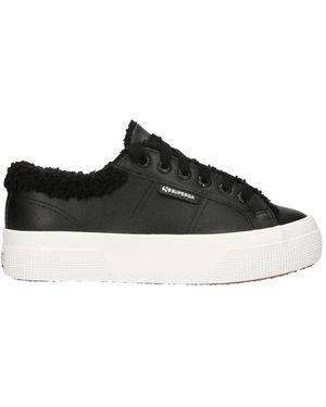Superga Veganer Plateau-Sneaker Mit Sherpa-Futter - Schwarz