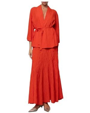 Kaos Geplooide Kimono Jas - Rood