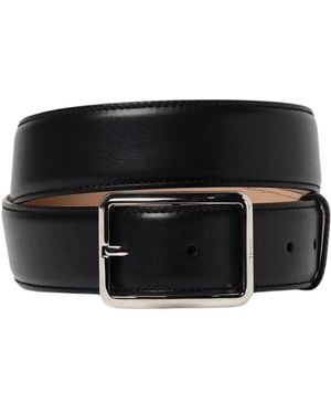 Tod's Schwarzer Ledergürtel Mit Silberschnalle