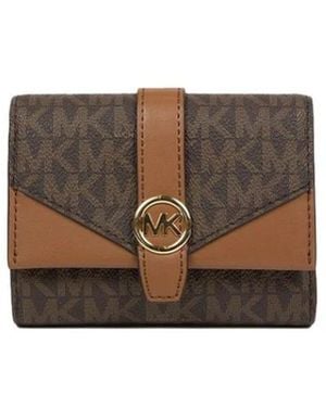 Michael Kors Greenwich Medium Signature Logo Drievoudige Portemonnee - Bruin