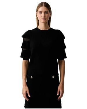 Twinset Truien & Vesten ,Zwart ,Wol Trui Met Korte Mouwen
