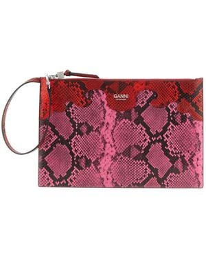 Ganni Schlangenleder-Clutch - Rot