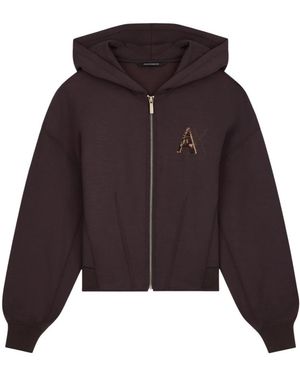 ARMANI EXCHANGE Hoodies & Sweatvesten ,Bruin ,Polyester Cropped Zip-Through Hoodie - Paars
