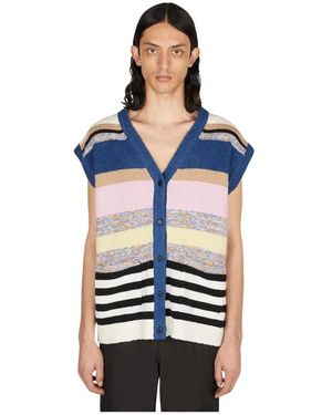 Soulland Gestreifter strick-cardigan - Blau