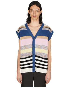 Soulland Gestreifter strick-cardigan - Blau