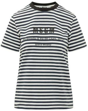 MSGM Tops ,Veelkleurig ,Katoen T-Shirt Met Strepen - Zwart