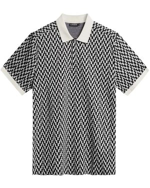 J.Lindeberg Schwarzes Polo Devon Jacquard Klassisches Logo
