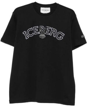 Iceberg Tops ,Blauw ,Katoen F011 Jersey T-Shirt - Zwart