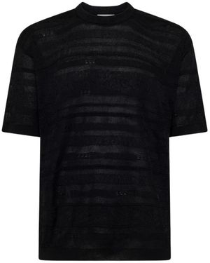 Laneus Tops ,Zwart ,Katoen T-Shirt 100% Cotone
