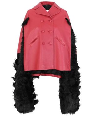 Maison Margiela Capa de cuero con ribete de piel sintética - Rosa
